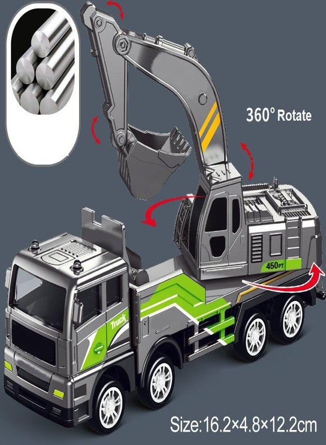 SHIPEASE شاحنة حفارة غير قابلة للكسر تعمل بالاحتكاك من SHIPEASE، مزودة بجميع الأجزاء المتحركة، نموذج من سبيكة مصبوبة، لعبة شاحنة بناء هندسية للأطفال من الأولاد والبنات، تعمل بسحب للخلف - Image 3
